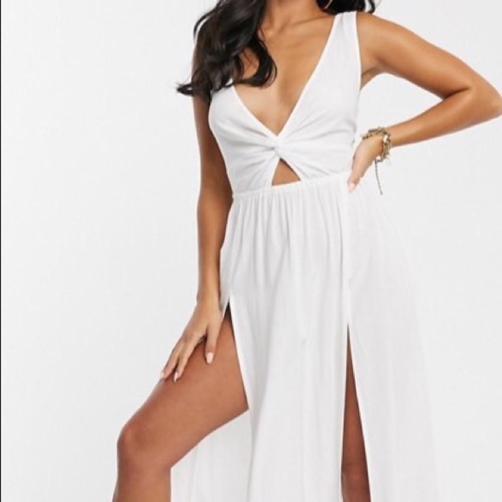 Petite tie back beach maxi dress